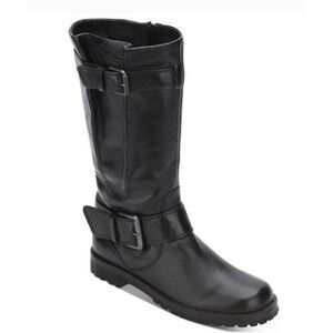 GENTLE SOULS Black Leather Buckled Boot Size 6.5M